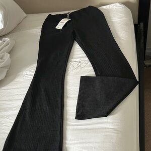 Zara Dark Grey Pinstriped flare pant.